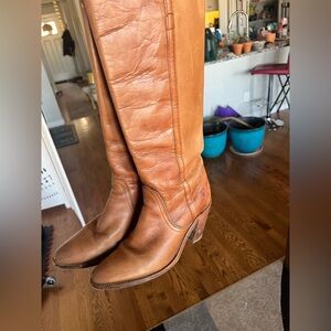 Vintage Frye Brown Leather Heeled Booted Made in the USA